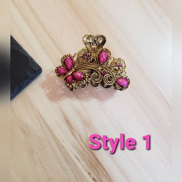 Pink Retro Style Fashion Hair Clips Hair Claws 4 Styles To Choose From - Picture 4 of 9